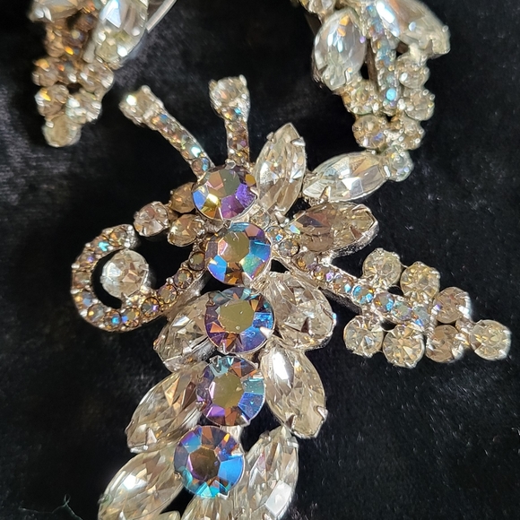 Vintage Verified DeLizza Elster Juliana Sapphire Blue Aurora Borealis & Clear - Picture 3 of 9